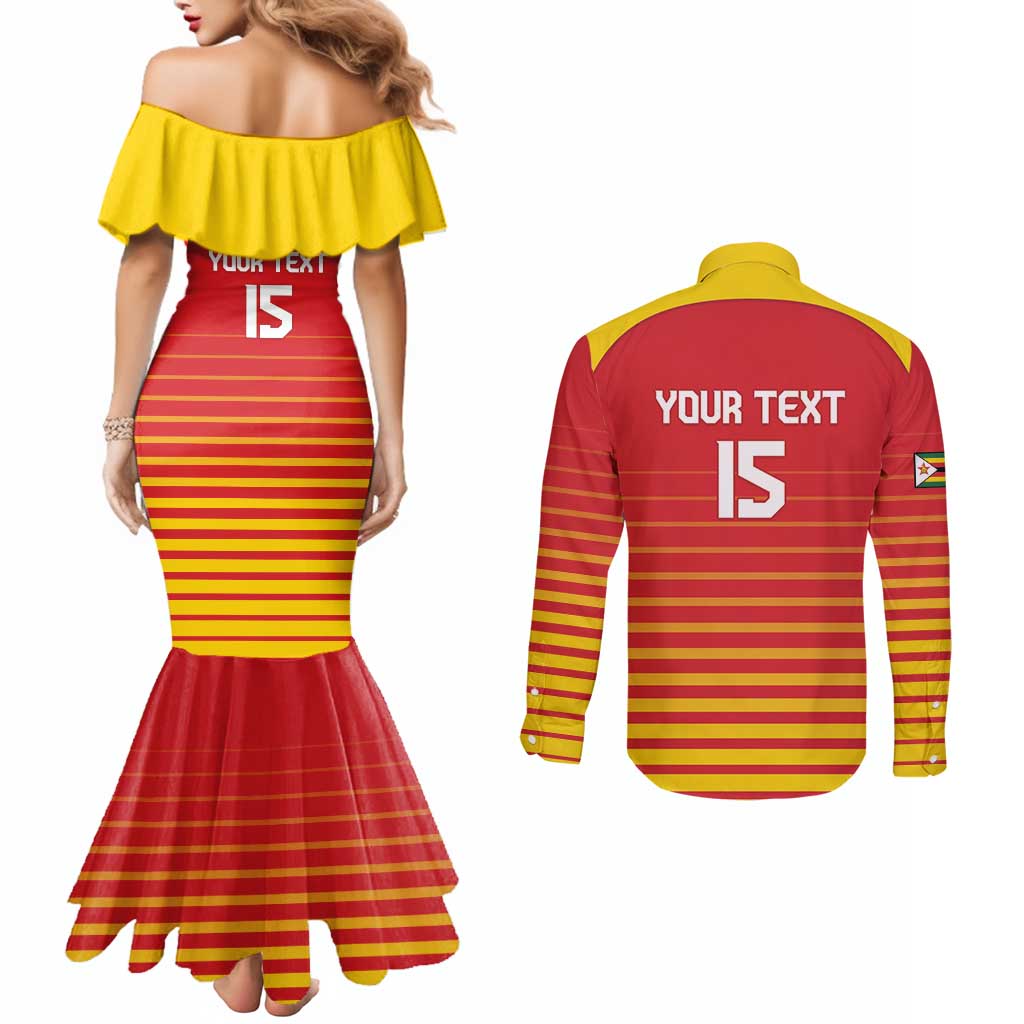 Custom Zimbabwe Cricket Couples Matching Mermaid Dress and Long Sleeve Button Shirt Go Chevrons Go - Wonder Print Shop