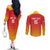 Custom Zimbabwe Cricket Couples Matching Off The Shoulder Long Sleeve Dress and Long Sleeve Button Shirt Go Chevrons Go - Wonder Print Shop