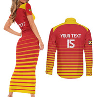 Custom Zimbabwe Cricket Couples Matching Short Sleeve Bodycon Dress and Long Sleeve Button Shirt Go Chevrons Go - Wonder Print Shop
