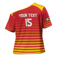 Custom Zimbabwe Cricket Cross Shoulder Shirt Go Chevrons Go - Wonder Print Shop