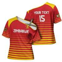 Custom Zimbabwe Cricket Cross Shoulder Shirt Go Chevrons Go - Wonder Print Shop