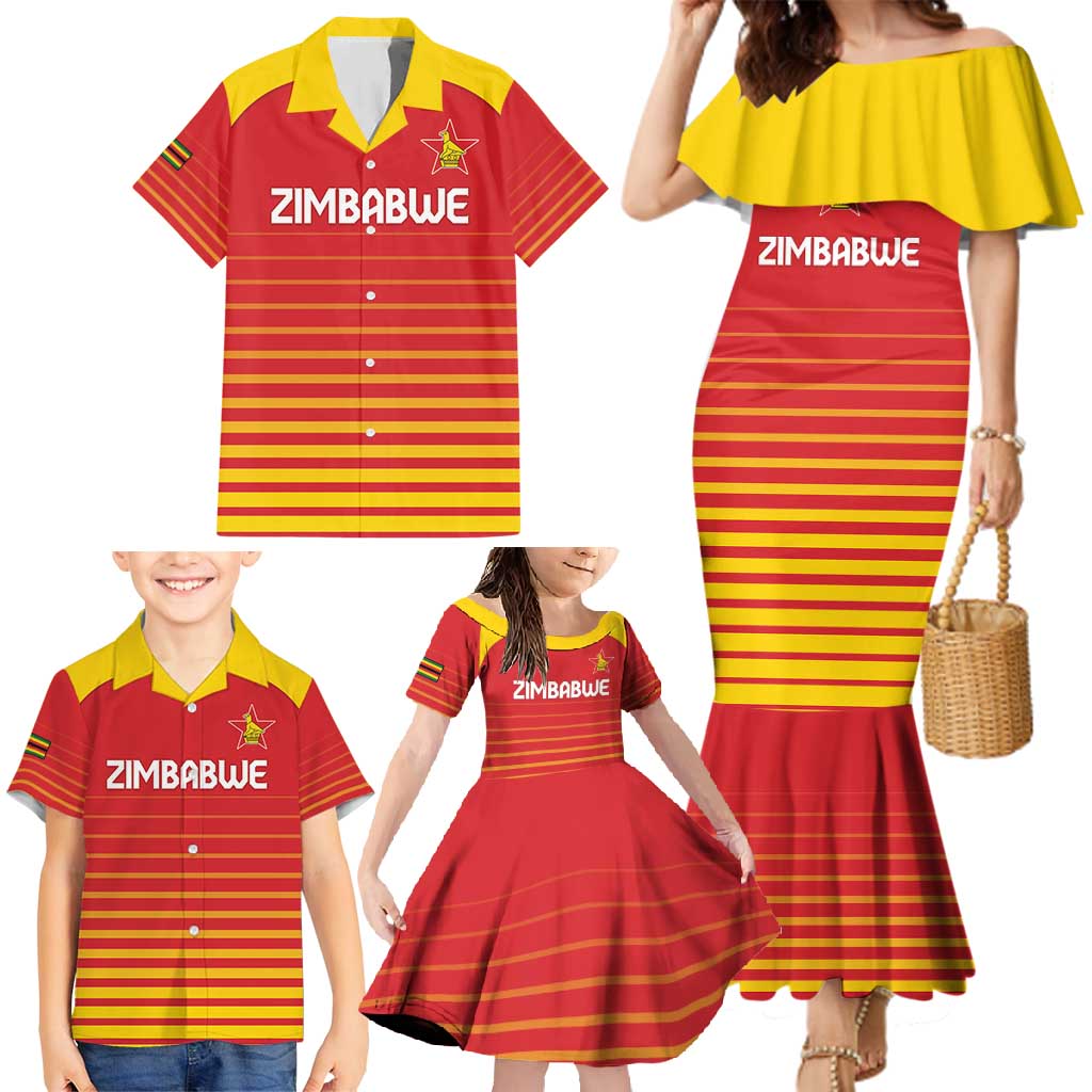 Custom Zimbabwe Cricket Family Matching Mermaid Dress and Hawaiian Shirt Go Chevrons Go - Wonder Print Shop