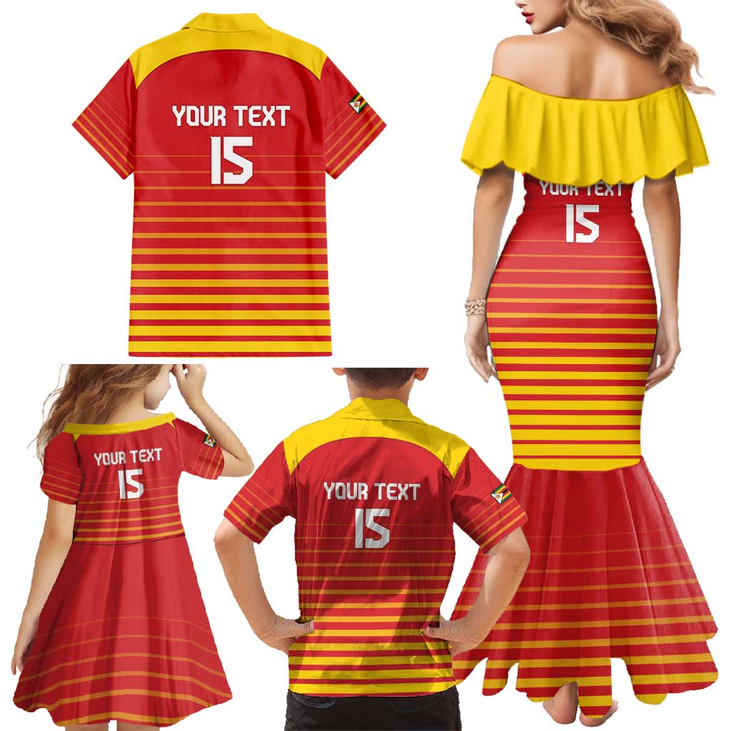 Custom Zimbabwe Cricket Family Matching Mermaid Dress and Hawaiian Shirt Go Chevrons Go - Wonder Print Shop