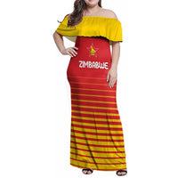 Custom Zimbabwe Cricket Family Matching Off Shoulder Maxi Dress and Hawaiian Shirt Go Chevrons Go - Wonder Print Shop