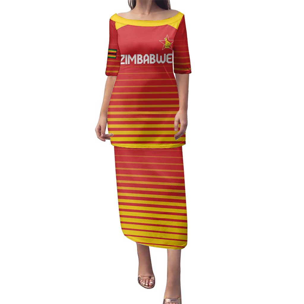 Custom Zimbabwe Cricket Family Matching Puletasi and Hawaiian Shirt Go Chevrons Go - Wonder Print Shop