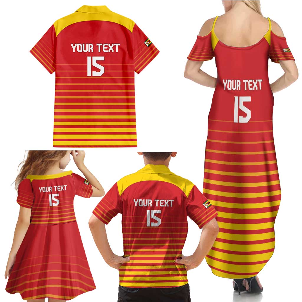 Custom Zimbabwe Cricket Family Matching Summer Maxi Dress and Hawaiian Shirt Go Chevrons Go - Wonder Print Shop