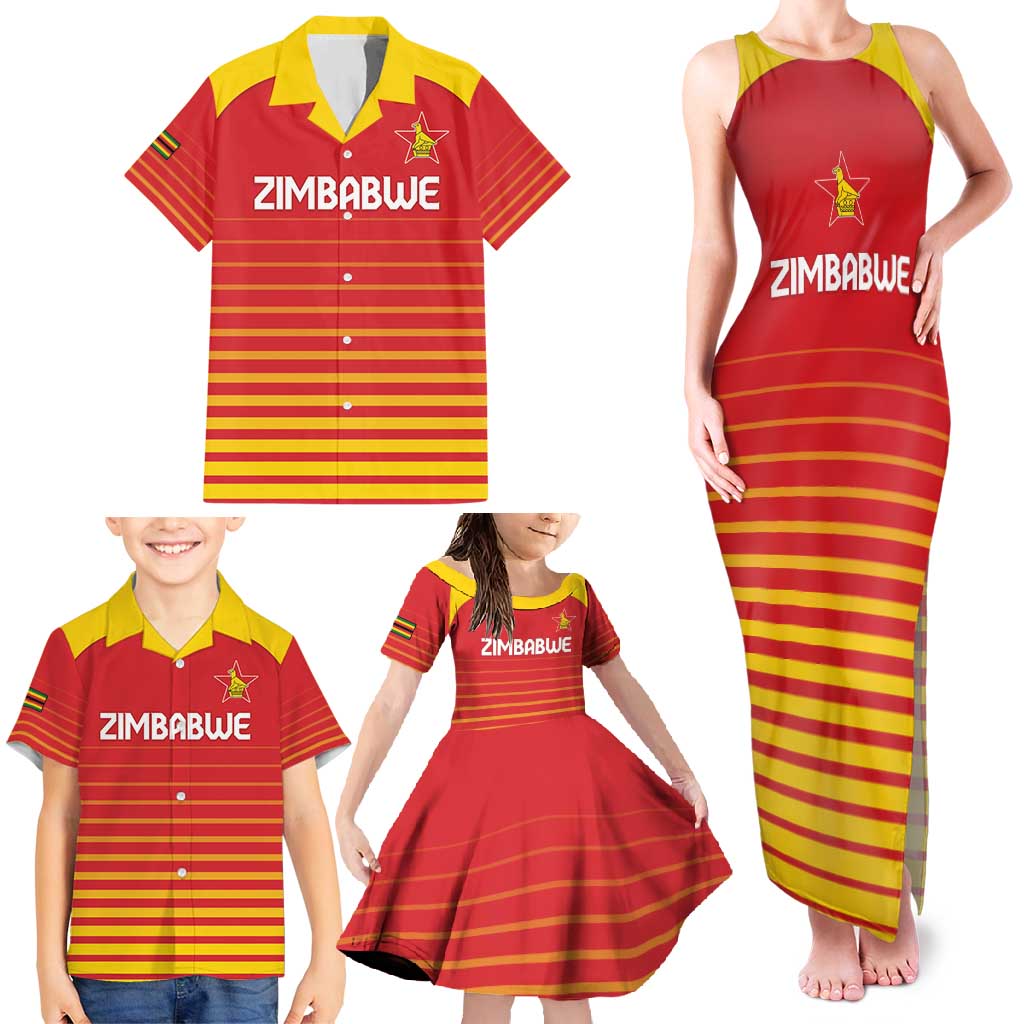 Custom Zimbabwe Cricket Family Matching Tank Maxi Dress and Hawaiian Shirt Go Chevrons Go - Wonder Print Shop