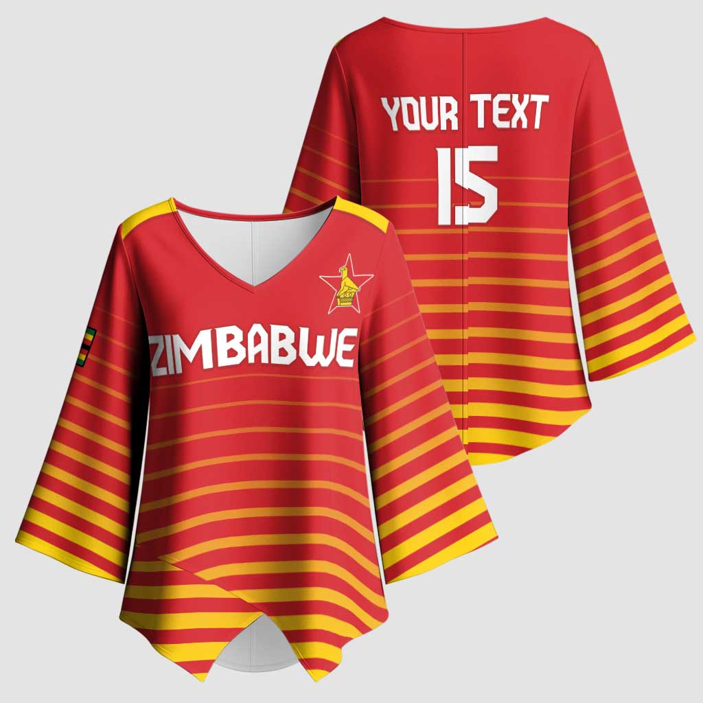 Custom Zimbabwe Cricket Kimono Sleeve Blouse Go Chevrons Go - Wonder Print Shop