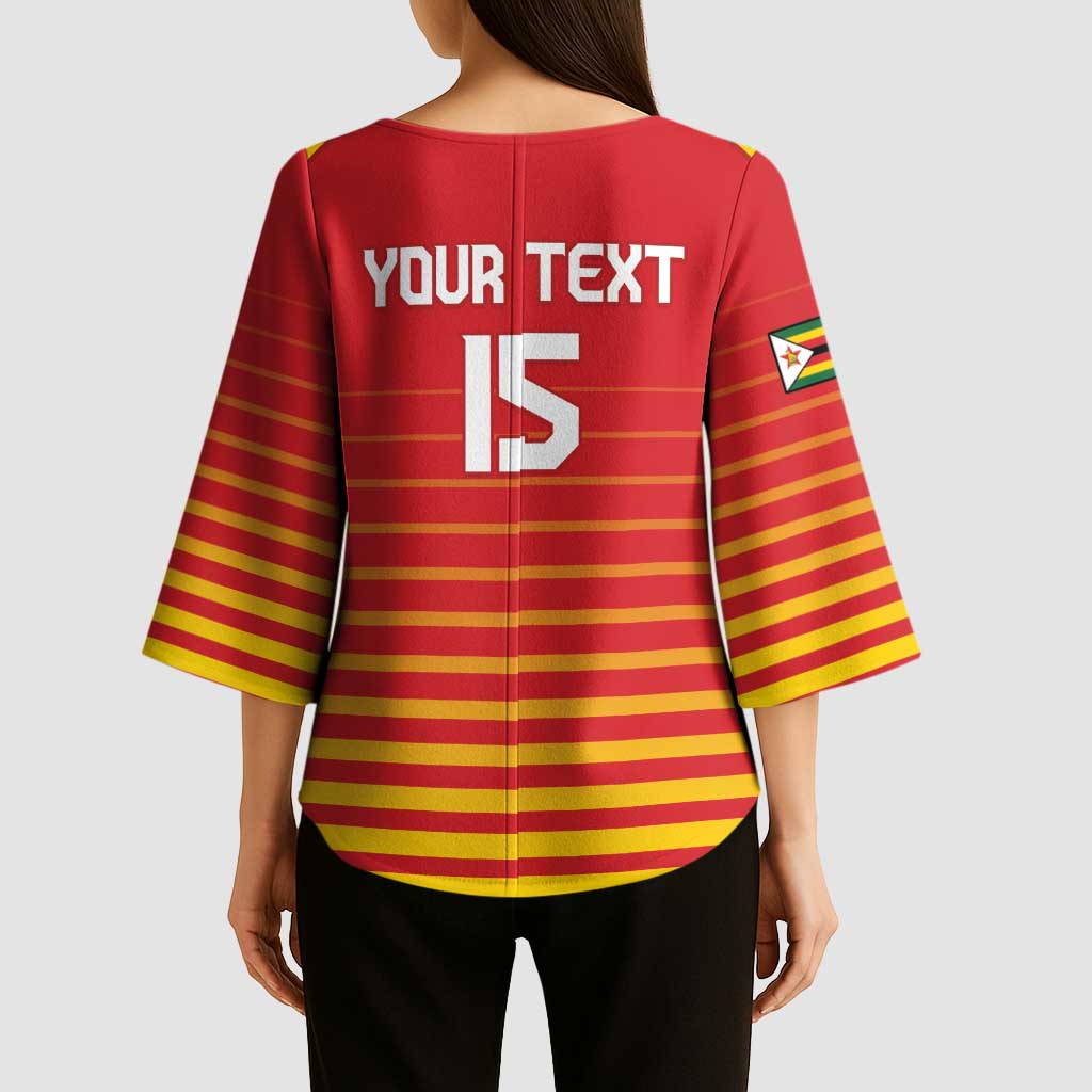 Custom Zimbabwe Cricket Kimono Sleeve Blouse Go Chevrons Go - Wonder Print Shop