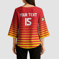 Custom Zimbabwe Cricket Kimono Sleeve Blouse Go Chevrons Go - Wonder Print Shop