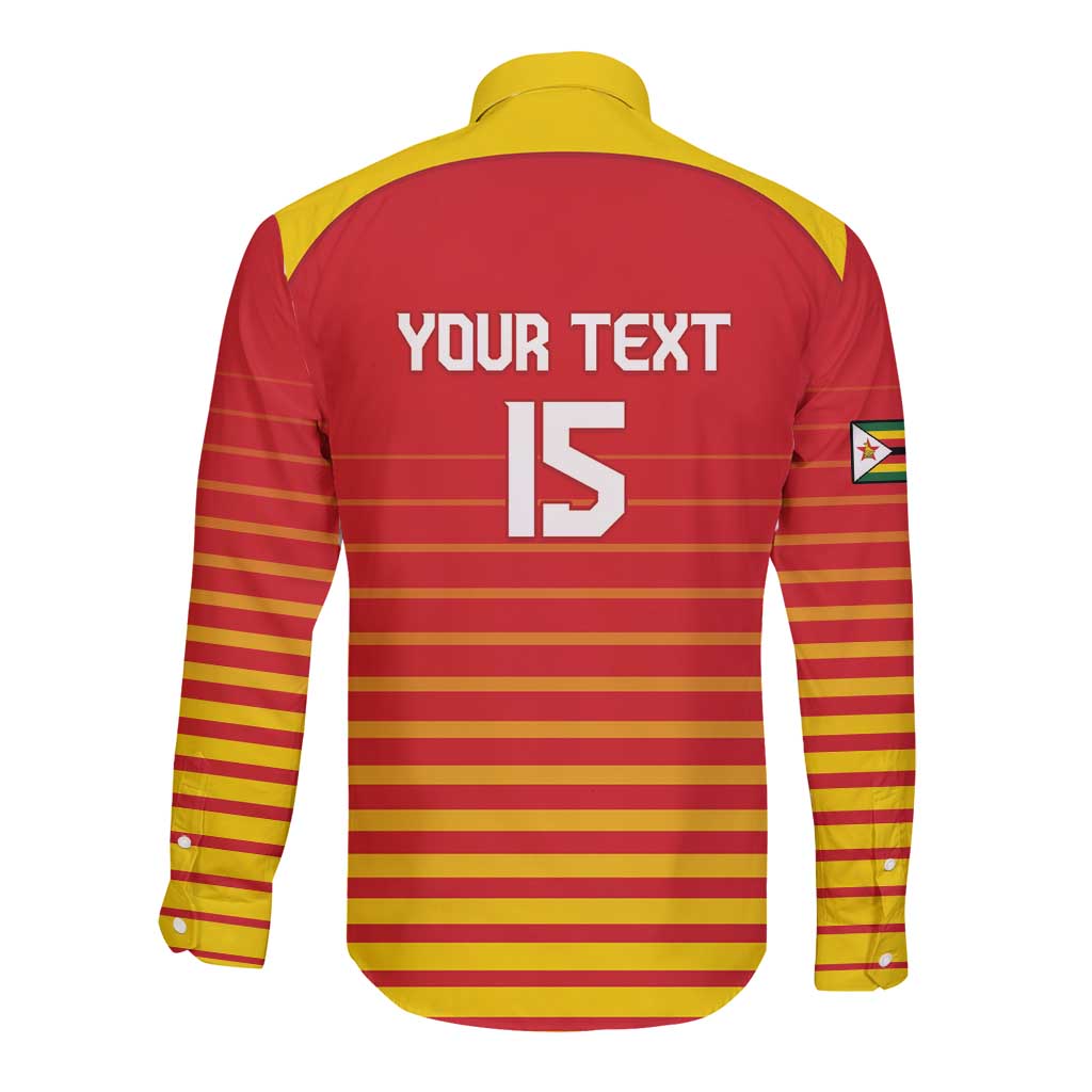 Custom Zimbabwe Cricket Long Sleeve Button Shirt Go Chevrons Go - Wonder Print Shop