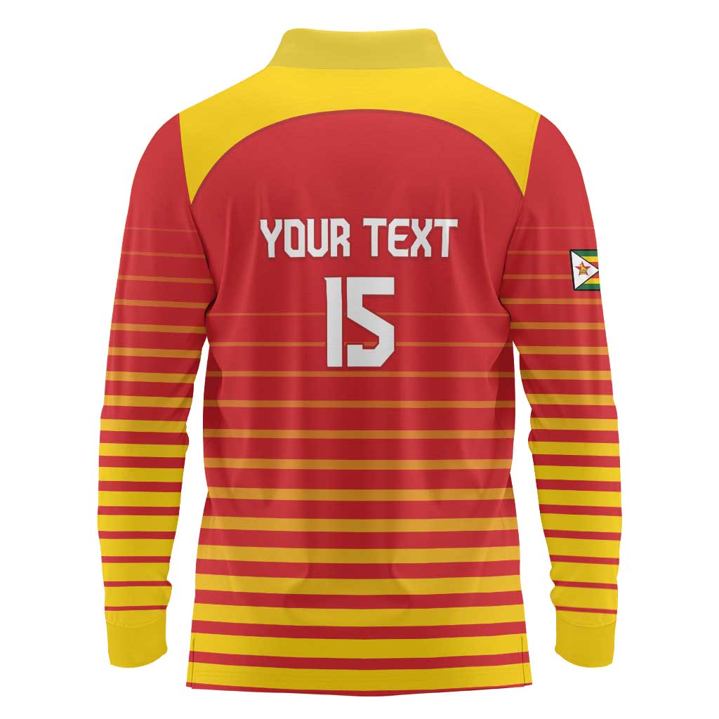 Custom Zimbabwe Cricket Long Sleeve Polo Shirt Go Chevrons Go - Wonder Print Shop