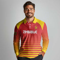 Custom Zimbabwe Cricket Long Sleeve Polo Shirt Go Chevrons Go - Wonder Print Shop
