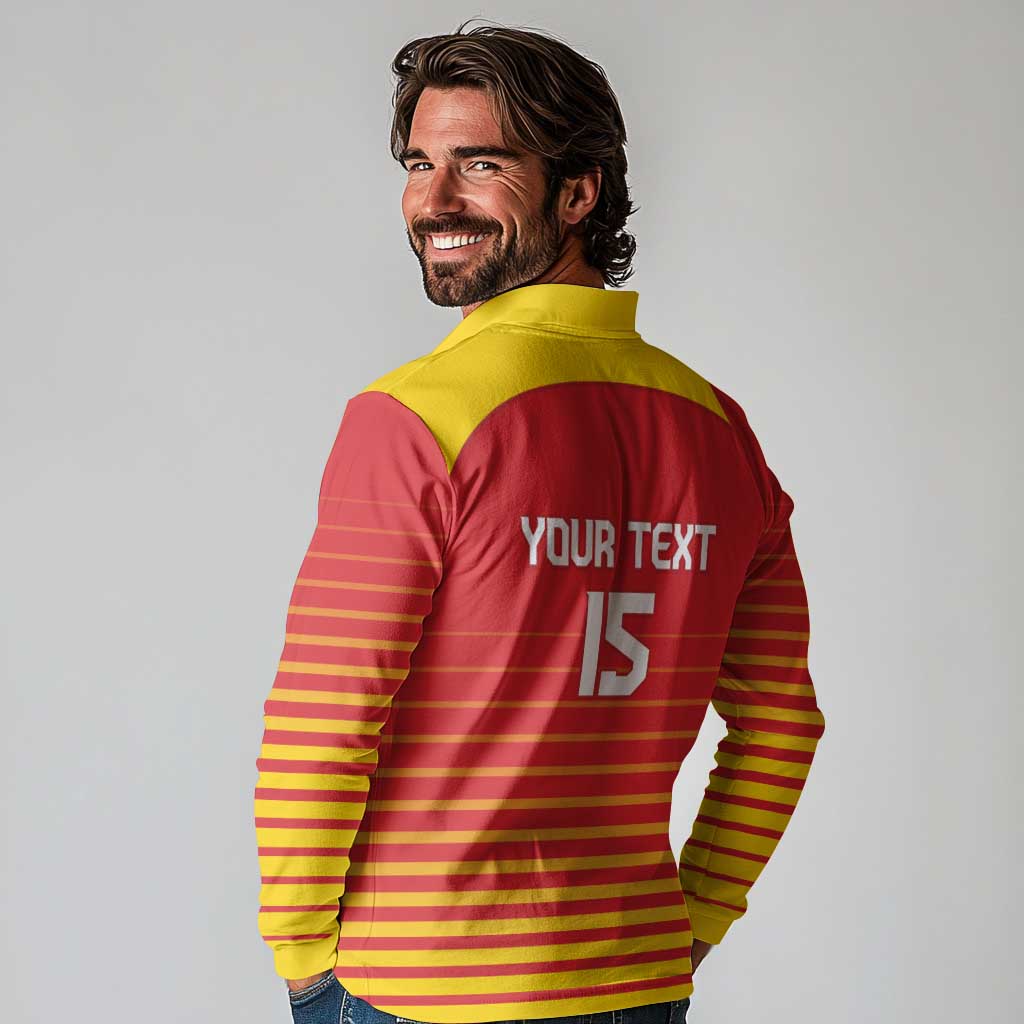Custom Zimbabwe Cricket Long Sleeve Polo Shirt Go Chevrons Go - Wonder Print Shop