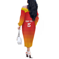 Custom Zimbabwe Cricket Off The Shoulder Long Sleeve Dress Go Chevrons Go - Wonder Print Shop