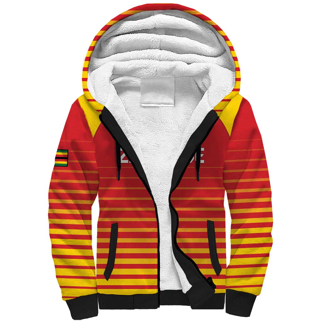 Custom Zimbabwe Cricket Sherpa Hoodie Go Chevrons Go - Wonder Print Shop