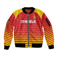 Custom Zimbabwe Cricket Sleeve Zip Bomber Jacket Go Chevrons Go - Wonder Print Shop