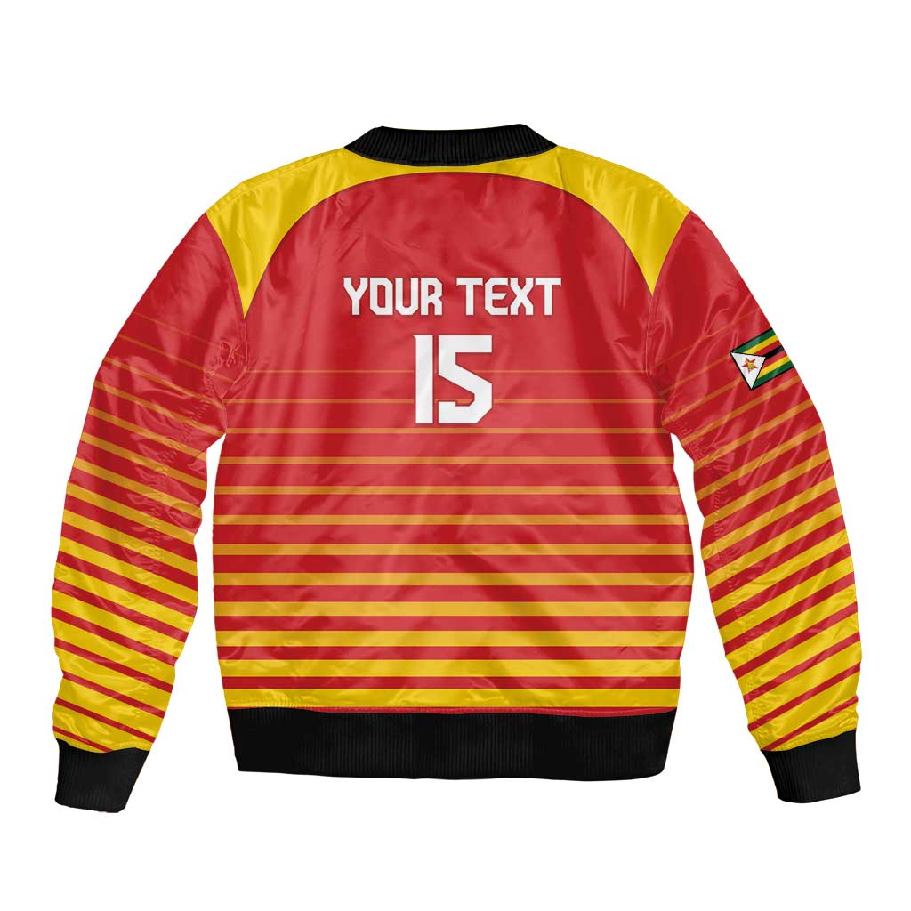 Custom Zimbabwe Cricket Sleeve Zip Bomber Jacket Go Chevrons Go - Wonder Print Shop