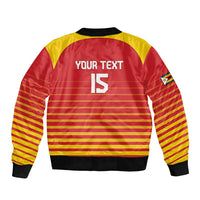 Custom Zimbabwe Cricket Sleeve Zip Bomber Jacket Go Chevrons Go - Wonder Print Shop