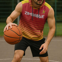 Custom Zimbabwe Cricket Sleeveless Hoodie Go Chevrons Go - Wonder Print Shop