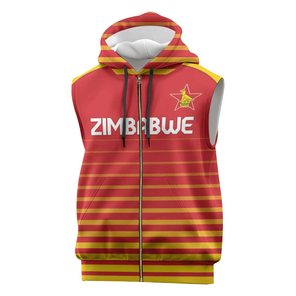 Custom Zimbabwe Cricket Sleeveless Zip Hoodie Go Chevrons Go - Wonder Print Shop