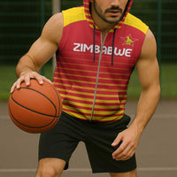 Custom Zimbabwe Cricket Sleeveless Zip Hoodie Go Chevrons Go - Wonder Print Shop