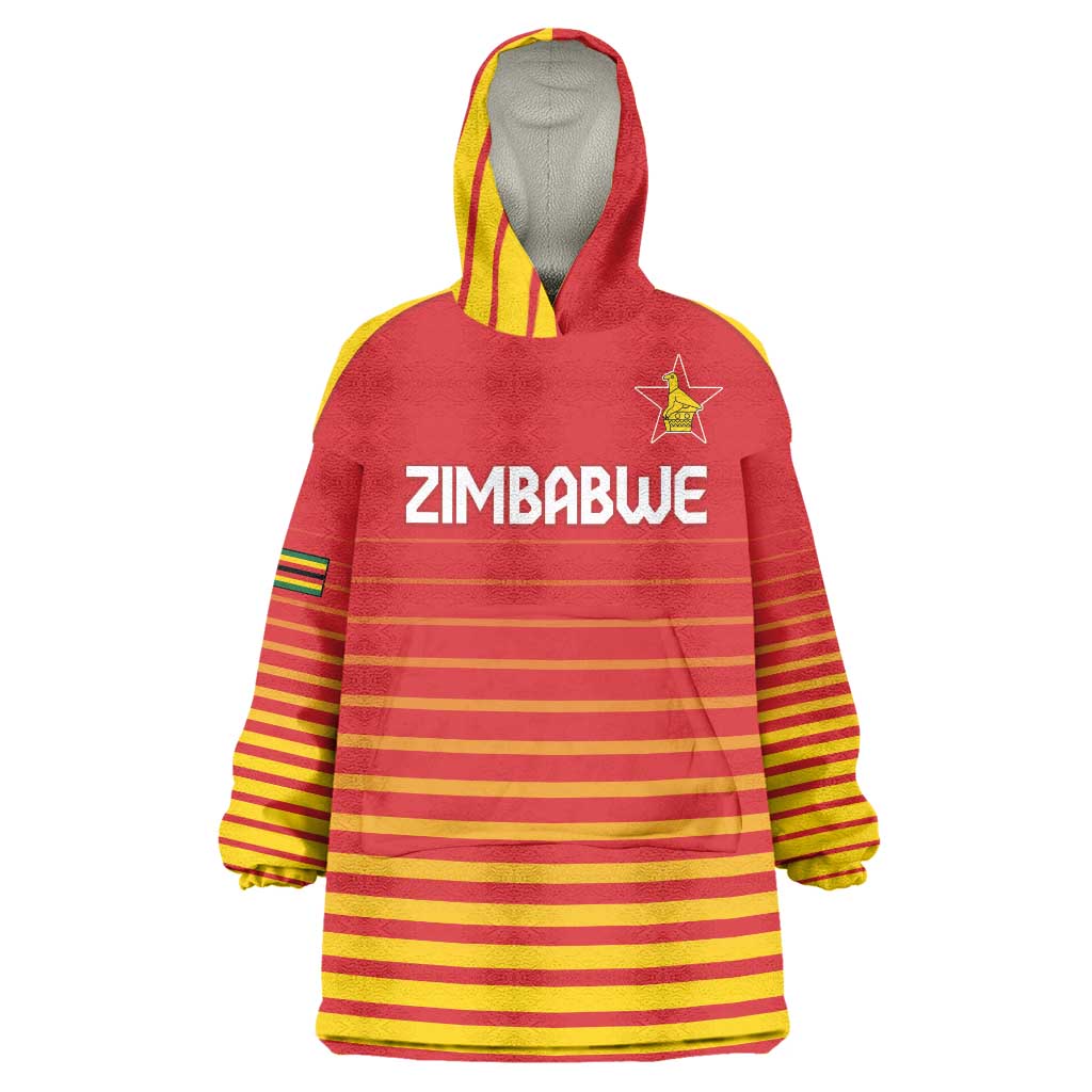 Custom Zimbabwe Cricket Wearable Blanket Hoodie Go Chevrons Go - Wonder Print Shop