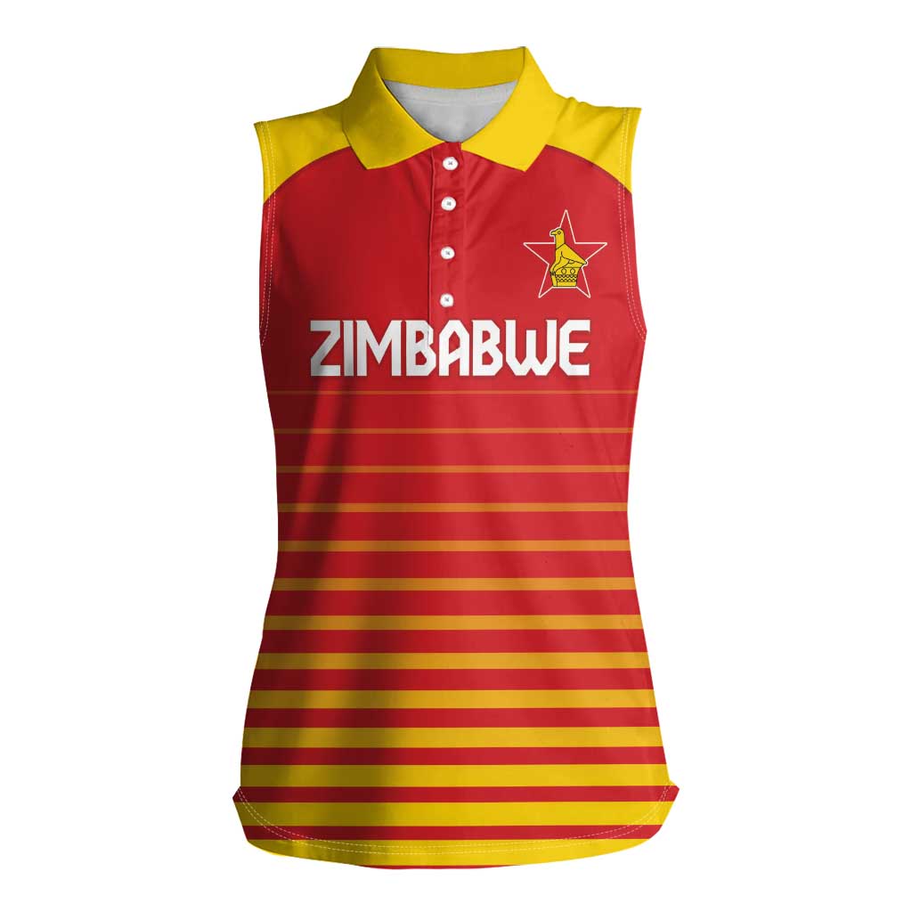 Custom Zimbabwe Cricket Women Sleeveless Polo Shirt Go Chevrons Go - Wonder Print Shop
