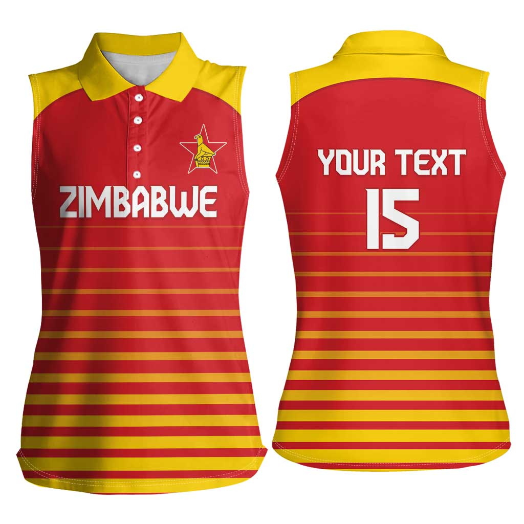 Custom Zimbabwe Cricket Women Sleeveless Polo Shirt Go Chevrons Go - Wonder Print Shop