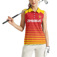 Custom Zimbabwe Cricket Women Sleeveless Polo Shirt Go Chevrons Go - Wonder Print Shop