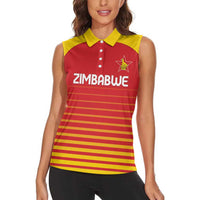 Custom Zimbabwe Cricket Women Sleeveless Polo Shirt Go Chevrons Go - Wonder Print Shop