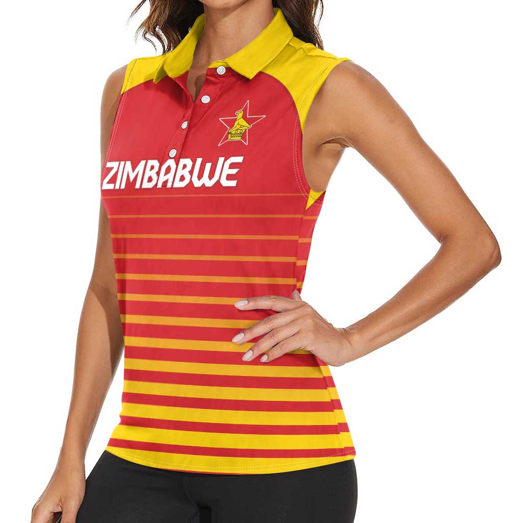 Custom Zimbabwe Cricket Women Sleeveless Polo Shirt Go Chevrons Go - Wonder Print Shop