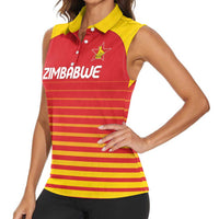 Custom Zimbabwe Cricket Women Sleeveless Polo Shirt Go Chevrons Go - Wonder Print Shop