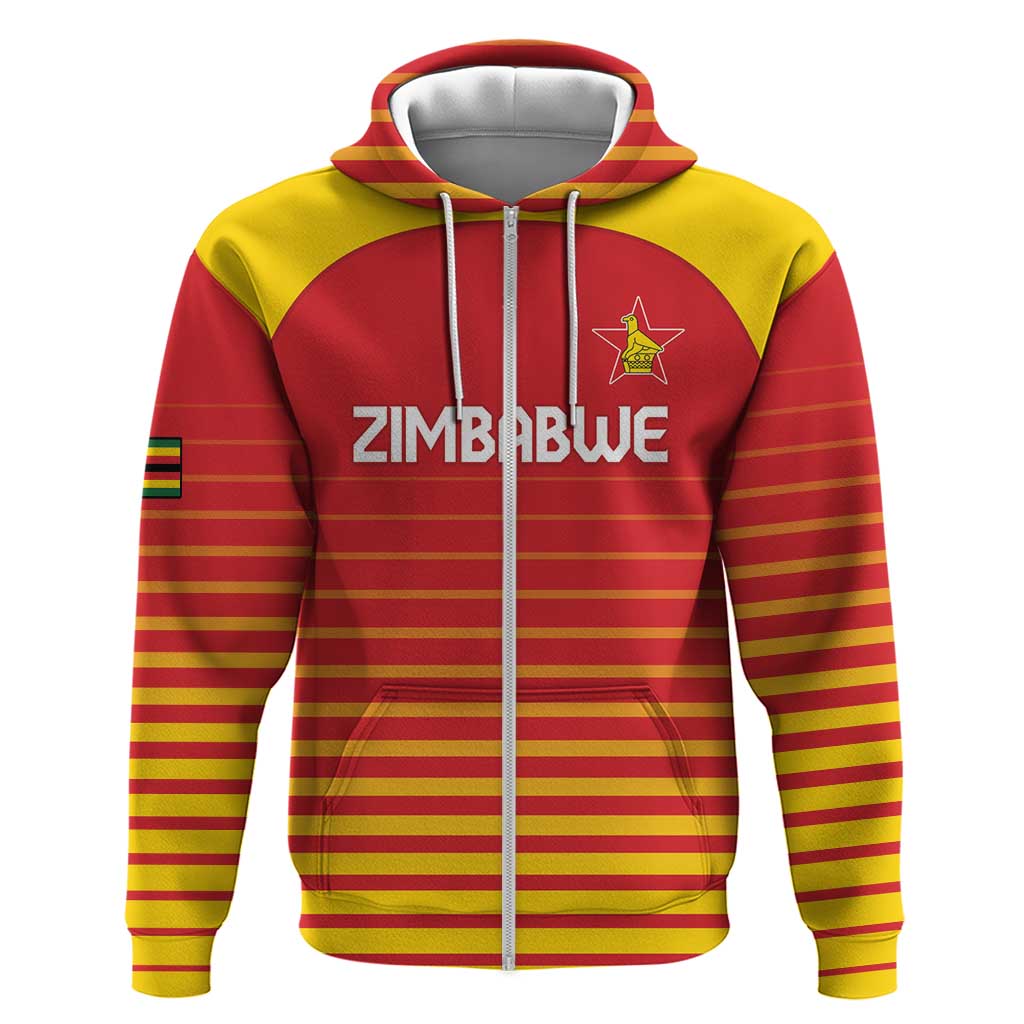 Custom Zimbabwe Cricket Zip Hoodie Go Chevrons Go - Wonder Print Shop
