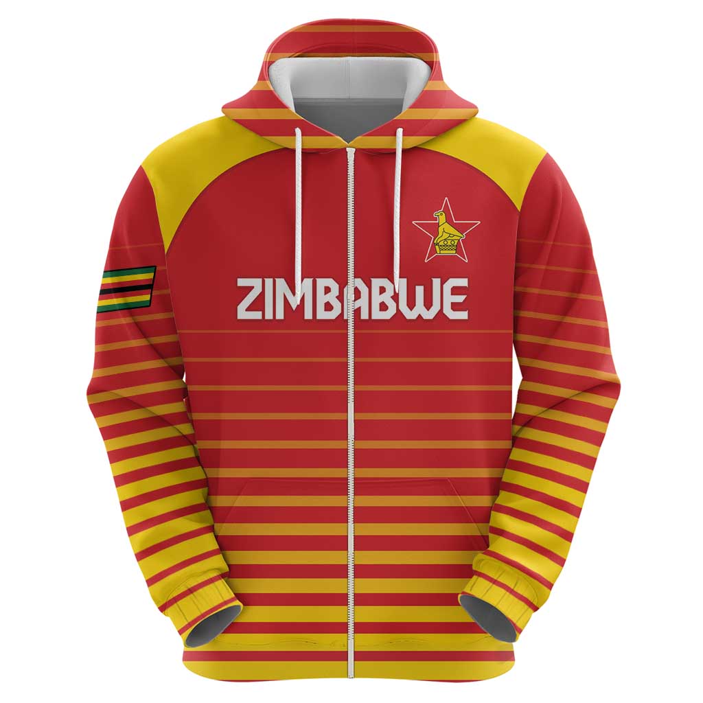 Custom Zimbabwe Cricket Zip Hoodie Go Chevrons Go - Wonder Print Shop