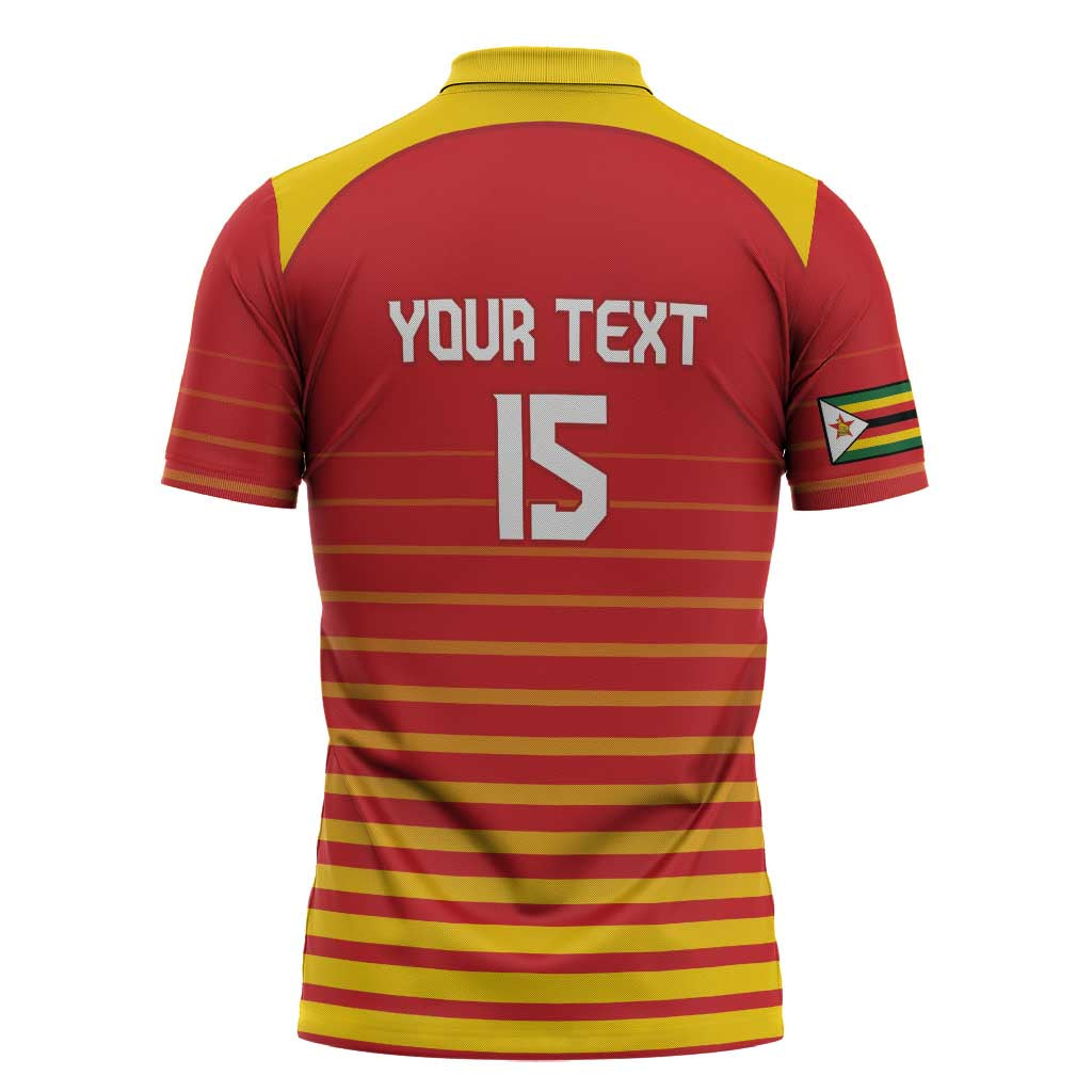 Custom Zimbabwe Cricket Zipper Polo Shirt Go Chevrons Go - Wonder Print Shop