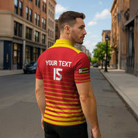 Custom Zimbabwe Cricket Zipper Polo Shirt Go Chevrons Go - Wonder Print Shop