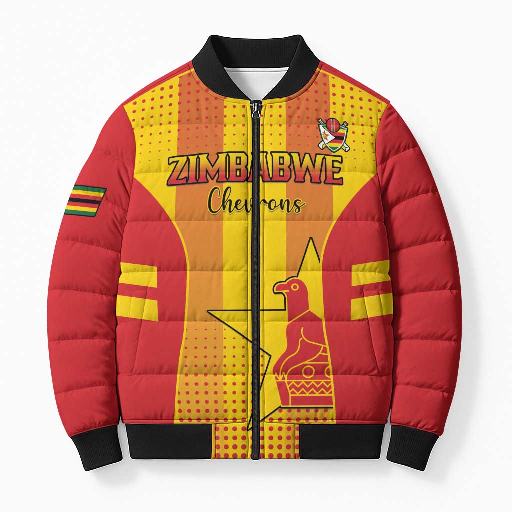 Custom Zimbabwe Cricket Bomber Puffer Jacket Go Champions - Wonder Print Shop