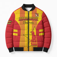 Custom Zimbabwe Cricket Bomber Puffer Jacket Go Champions - Wonder Print Shop
