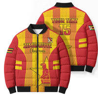 Custom Zimbabwe Cricket Bomber Puffer Jacket Go Champions - Wonder Print Shop