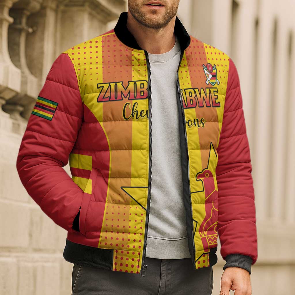 Custom Zimbabwe Cricket Bomber Puffer Jacket Go Champions - Wonder Print Shop