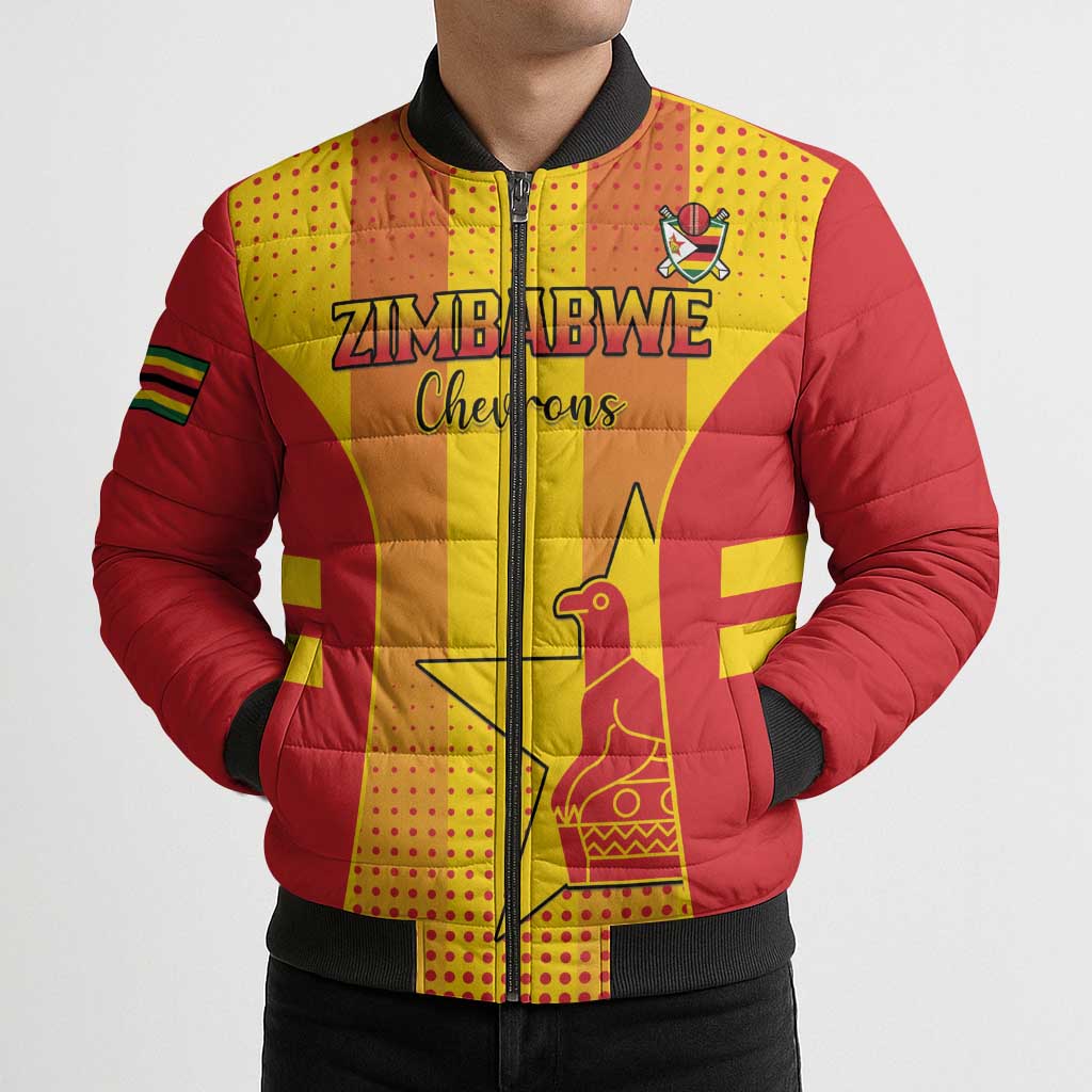 Custom Zimbabwe Cricket Bomber Puffer Jacket Go Champions - Wonder Print Shop