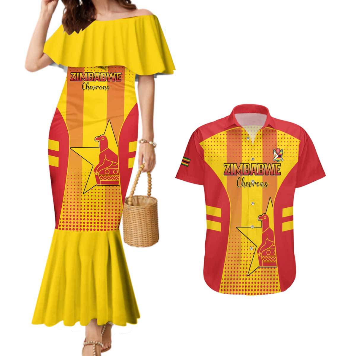 Custom Zimbabwe Cricket Couples Matching Mermaid Dress and Hawaiian Shirt Go Champions - Wonder Print Shop