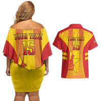 Custom Zimbabwe Cricket Couples Matching Off Shoulder Short Dress and Hawaiian Shirt Go Champions - Wonder Print Shop