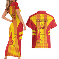 Custom Zimbabwe Cricket Couples Matching Short Sleeve Bodycon Dress and Hawaiian Shirt Go Champions - Wonder Print Shop