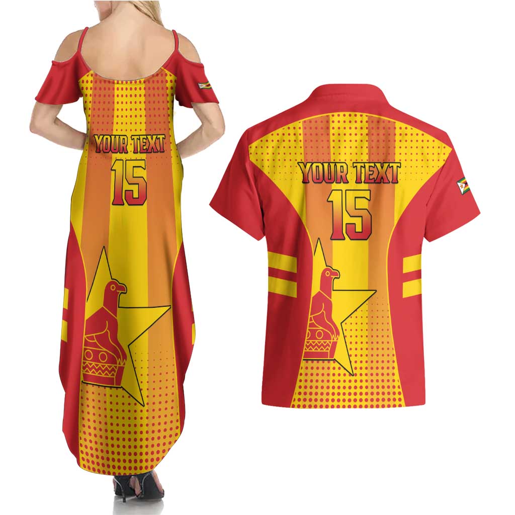 Custom Zimbabwe Cricket Couples Matching Summer Maxi Dress and Hawaiian Shirt Go Champions - Wonder Print Shop