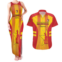 Custom Zimbabwe Cricket Couples Matching Tank Maxi Dress and Hawaiian Shirt Go Champions - Wonder Print Shop