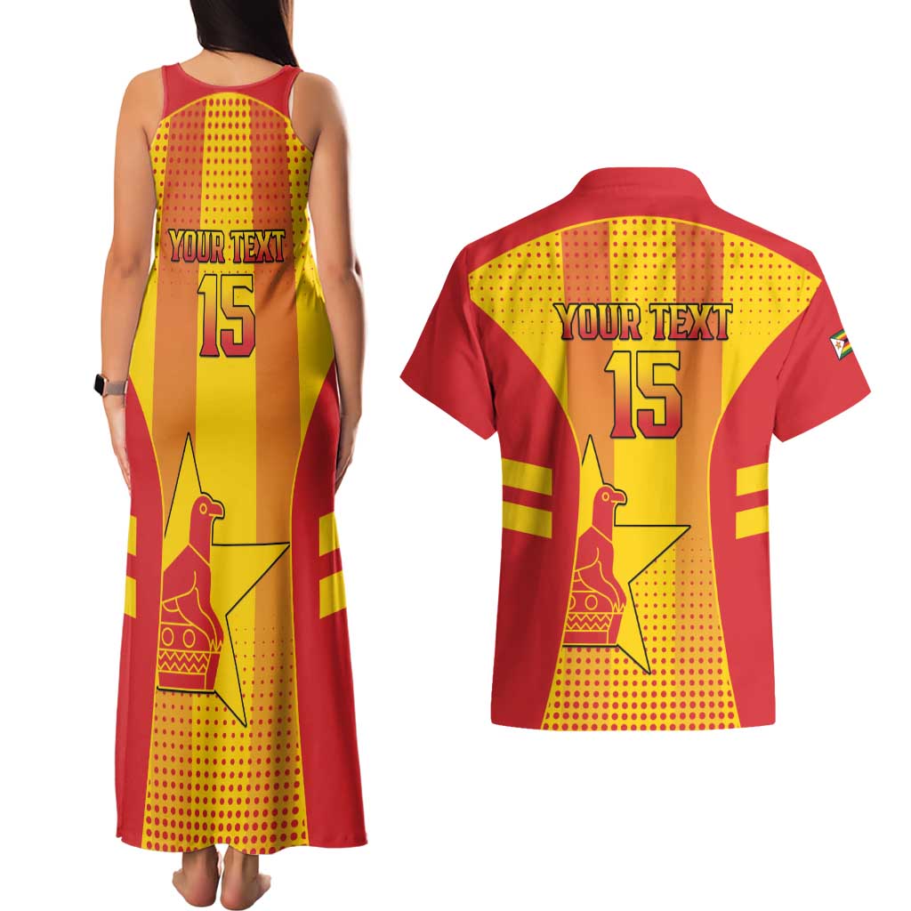 Custom Zimbabwe Cricket Couples Matching Tank Maxi Dress and Hawaiian Shirt Go Champions - Wonder Print Shop