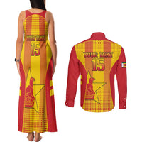Custom Zimbabwe Cricket Couples Matching Tank Maxi Dress and Long Sleeve Button Shirt Go Champions - Wonder Print Shop