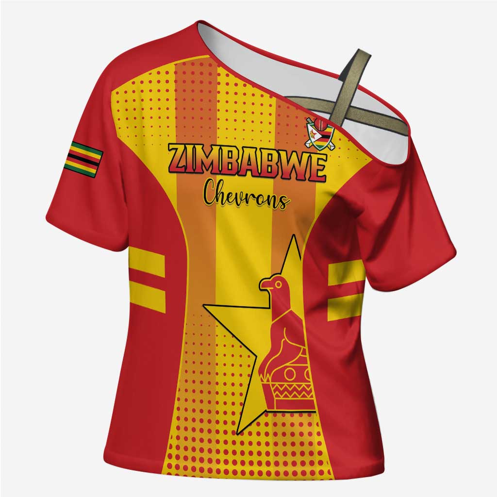Custom Zimbabwe Cricket Cross Shoulder Shirt Go Champions - Wonder Print Shop